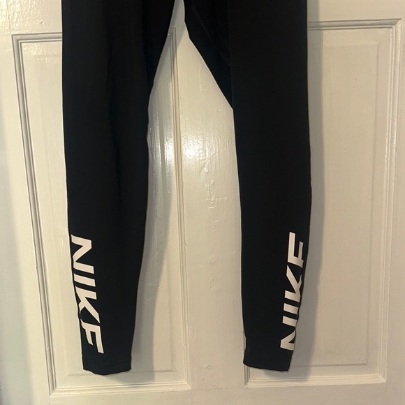 Nike Black Leggings with White Logo Accents - Picture 4 of 4